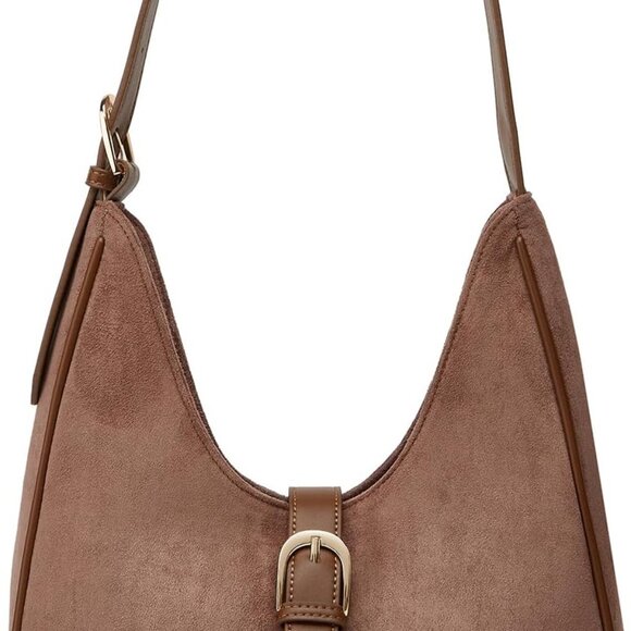 Fashion-Forward Coffee Suede Shoulder Bag - Perfect Gift for Any Occasion - Picture 1 of 8